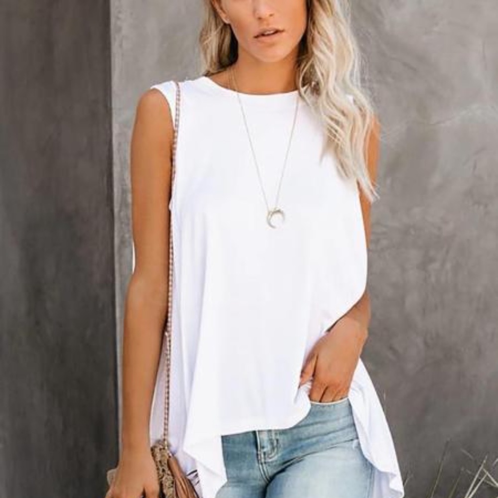 White When In Doubt Relaxed Tank Top